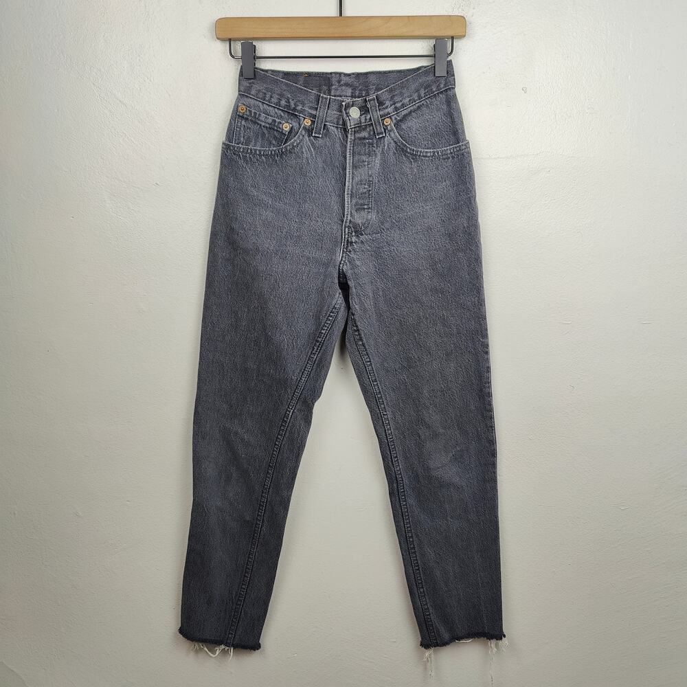 Vintage Levi's 501 Jeans Womens 24 Button Fly Tapered Made in‎ USA 80s 90s Gray